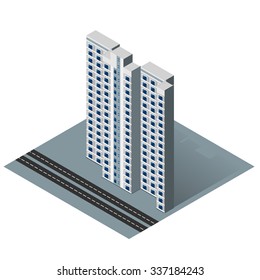 isolated isometric residential house