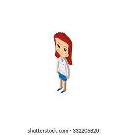 Isolated isometric scientist on a white background