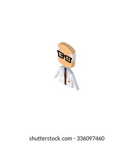 Isolated isometric scientist on a white background