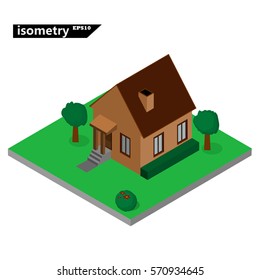 Isolated isometric small house