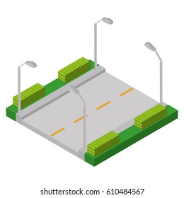 Isolated isometric street on a white background, Vector illustration