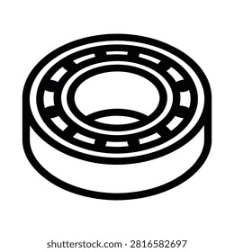 An isolated isometric vector icon of a mechanical ball bearing on a white background