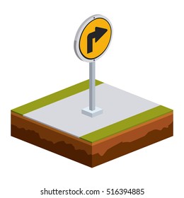 Isolated isometric yellow road sign design