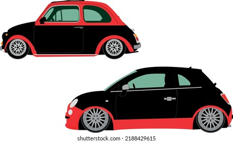 Ilustración de vectores de comparación de coches de pequeñas ciudades italianas aisladas