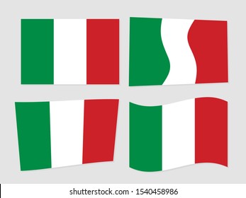 isolated Italy waving set of flag for icon, banner. vector design