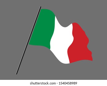 isolated Italy waving set of flag with pole for icon, banner. vector design