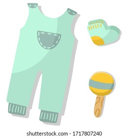 Isolated item of clothing. Children's wardrobe in flat style. Bright colors and cute design. Items of clothing for newborns.