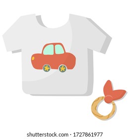 Isolated item of clothing. Children's wardrobe in flat style. Bright colors and cute design. Items of clothing for newborns.