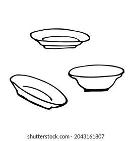 Un elemento aislado sobre un fondo blanco. Un juego de platos.