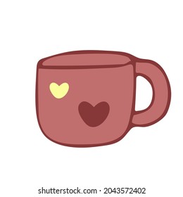 Un elemento aislado sobre un fondo blanco. Maldita taza con corazones.