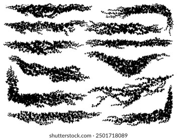 Isolated ivy lianas silhouettes. Vector vines of creeper plants with leaves and branches for frame border lines, corners and dividers. Isolated black lianas of ivy, climbing branches of garden creeper