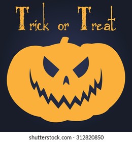 Isolated jack o' lantern on a colored background. Vector illustration