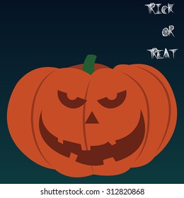 Isolated jack o' lantern on a colored background. Vector illustration