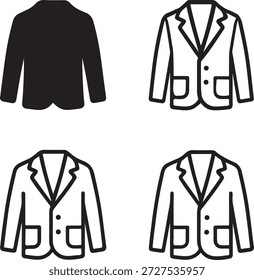 Conjunto de íconos de chaqueta aislada, ícono de ropa de abrigo de chaqueta, ícono de ropa de moda casual, Vector minimalista moderno, línea sólida llena, diseño de ropa de chaqueta