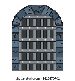 Isolated jail and medieval door  vector illustration
