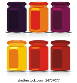 isolated jam jars set