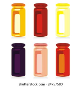 isolated jam jars set