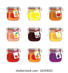 isolated jam jars set