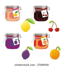 isolated jam jars set