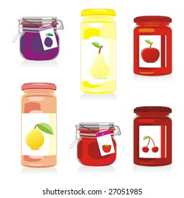 isolated jam jars set