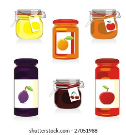 isolated jam jars set