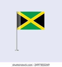 Bandera de mesa aislada de Jamaica en el poste, diseño de Vector de bandera jamaicana para impresión y Web