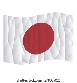 Isolated japanese flag on a white background. Low Poly vector illustration