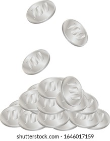 Isolated Japanese one hundred yen coin illustration material.