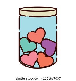 Frasco aislado lleno de corazones icono de diseño plano Icono de vector ilustración