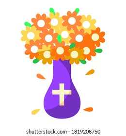 Frasco aislado con icono de flores - Ilustración vectorial