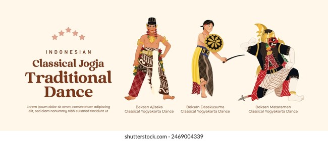 Ilustración de danza Clásica javanesa aislada estilo celular sombreado