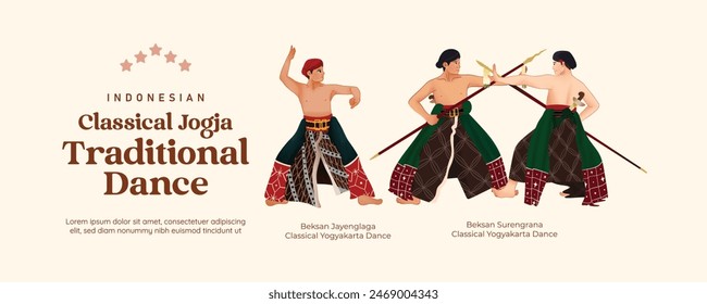 Isolated Javanese Classical dance illustration cell shaded style