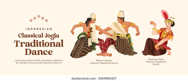 Ilustración de danza Clásica javanesa aislada estilo celular sombreado