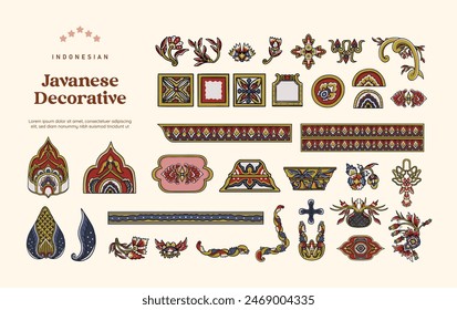 Isolated Javanese decorative motif called wedana renggan design illustration