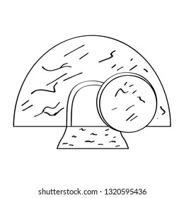 Isolated Jesus tomb outline. Vector illustration design