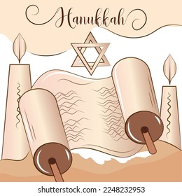 Einziger jüdischer Scroll mit Kerzen Hannukah Konzept Vector