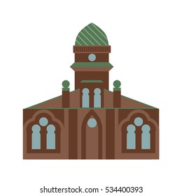 Isolated jewish synagogue on white background. Israel architecture and culture. Judaism religion.