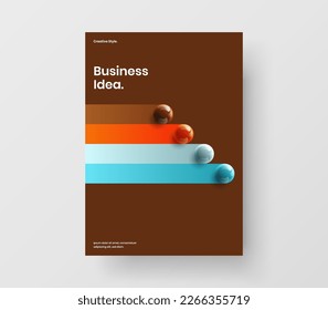 Ilustración vectorial de diseño A4 de la portada del diario aislada. Increíble concepto de identidad de empresa de bolas 3D.