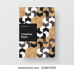Isolated journal cover A4 vector design illustration. Minimalistic mosaic hexagons banner layout.