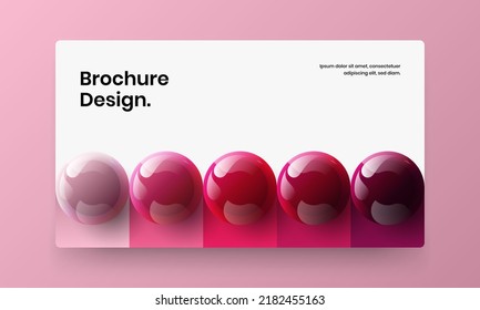 Isolated journal cover design vector template. Unique 3D balls website layout.
