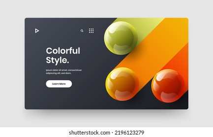 Isolated journal cover design vector concept. Bright 3D spheres corporate identity layout.