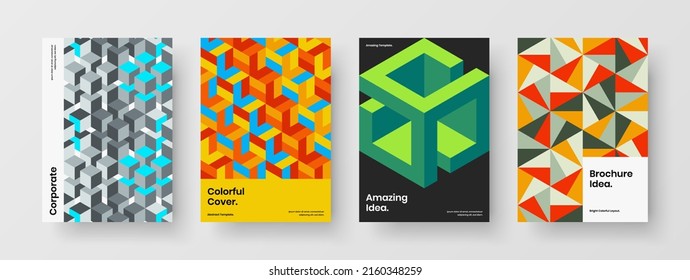 Isolated journal cover vector design illustration collection. Creative mosaic shapes booklet template bundle.