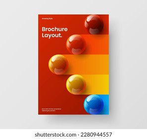 Plantilla de diseño vectorial de portada de diario aislada. Increíble ilustración de folletos corporativos de bolas realistas.