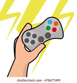 Isolated joystick being held by a hand, Vector illustration