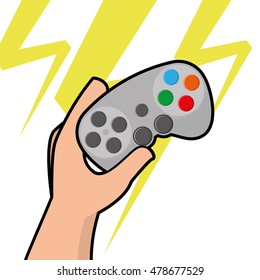 Isolated joystick being held by a hand, Vector illustration