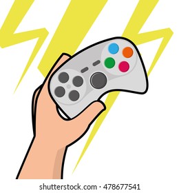 Isolated joystick being held by a hand, Vector illustration