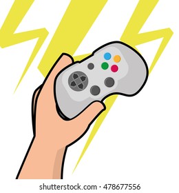 Isolated joystick being held by a hand, Vector illustration