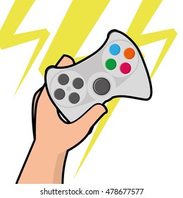 Isolated joystick being held by a hand, Vector illustration