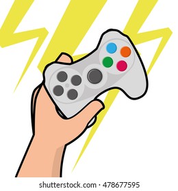 Isolated joystick being held by a hand, Vector illustration