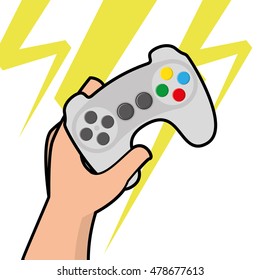 Isolated joystick being held by a hand, Vector illustration